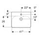 Geberit Lavabo mural Smyle Square KeraT./blanc, 45x36cm, avec robinet, avec trop-plein asym.