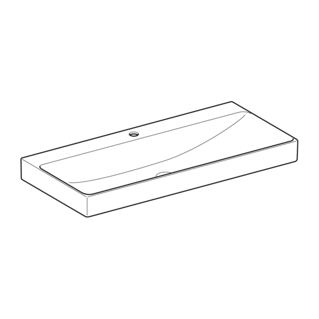 Geberit Lavabo One 105 cm, mitigeur intégré, sans trop-plein, blanc KeraTect