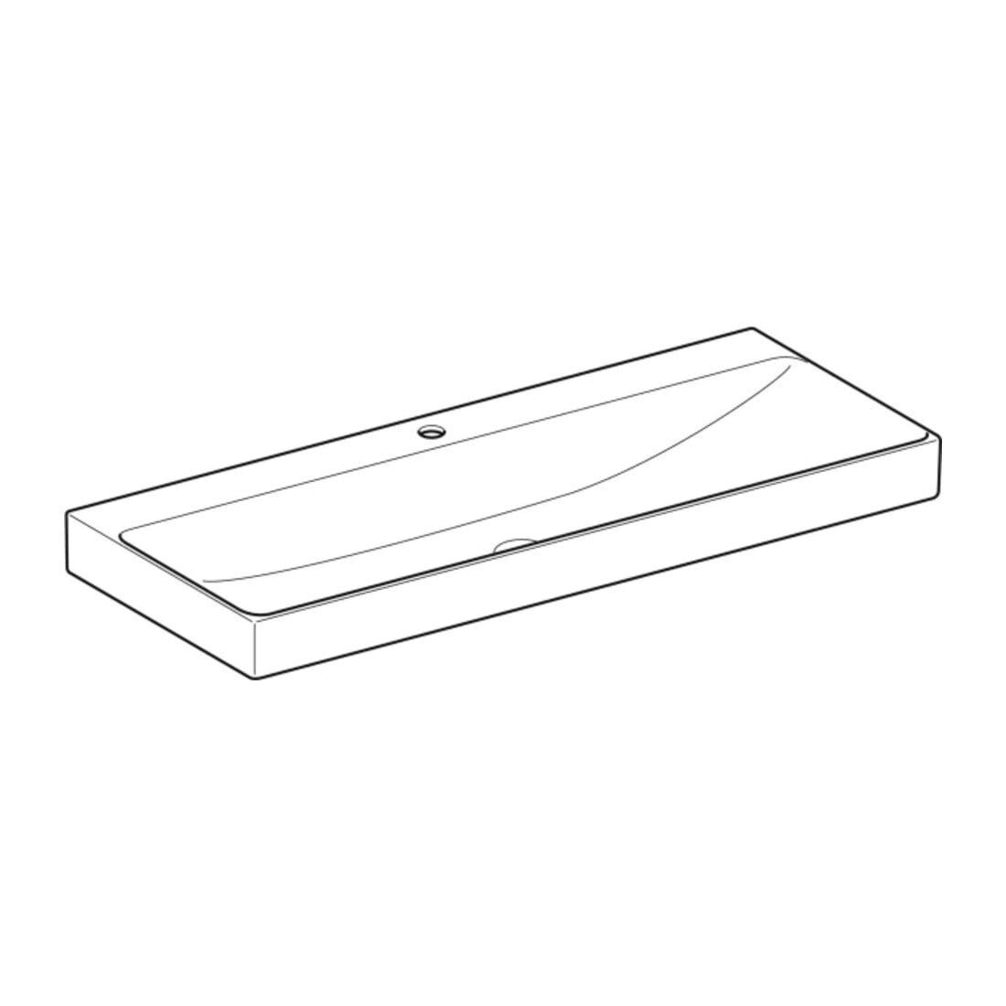 Geberit Lavabo One 120 cm, mitigeur, sans trop-plein, blanc KeraTect