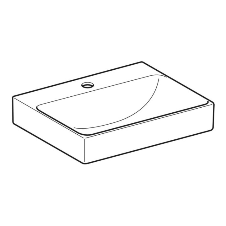 Geberit Lavabo One 50, mitigeur encastré, sans trop-plein, blanc KeraTect