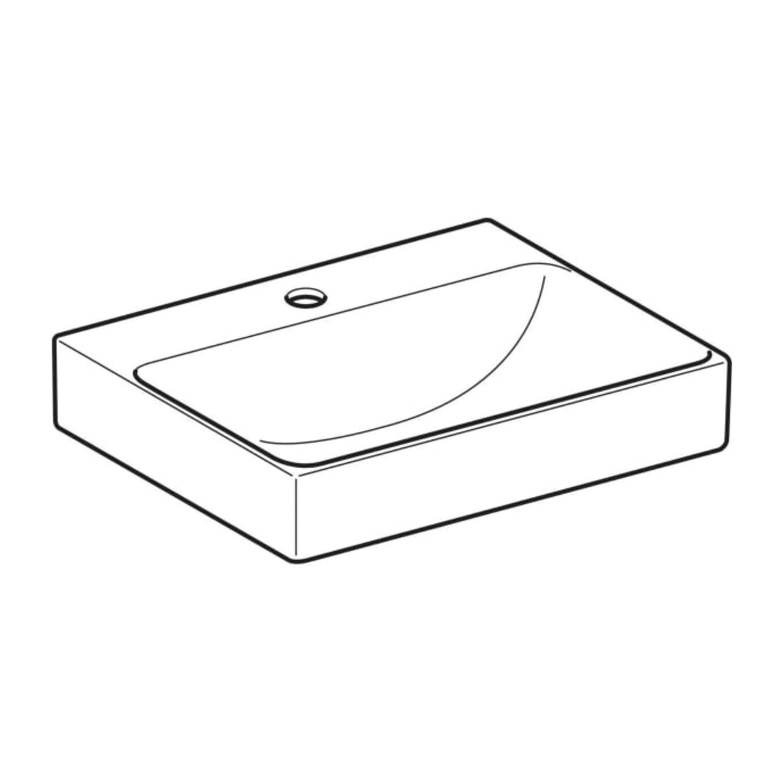 Geberit Lavabo One 50, mitigeur encastré, sans trop-plein, blanc KeraTect