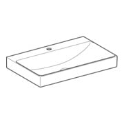 Geberit Lavabo One 75 cm, mitigeur encastré, sans trop-plein, blanc KeraTect-2