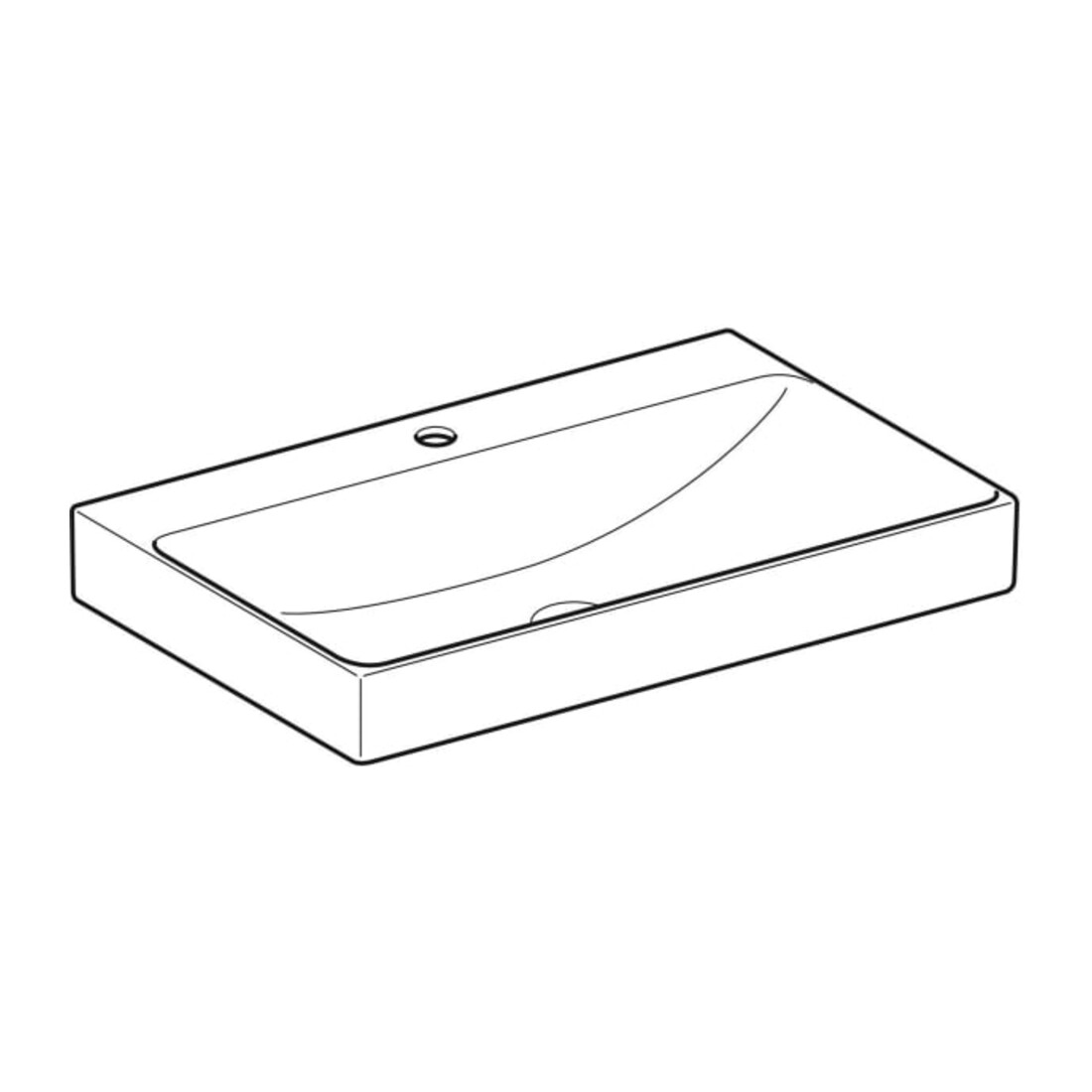 Geberit Lavabo One 75 cm, mitigeur encastré, sans trop-plein, blanc KeraTect