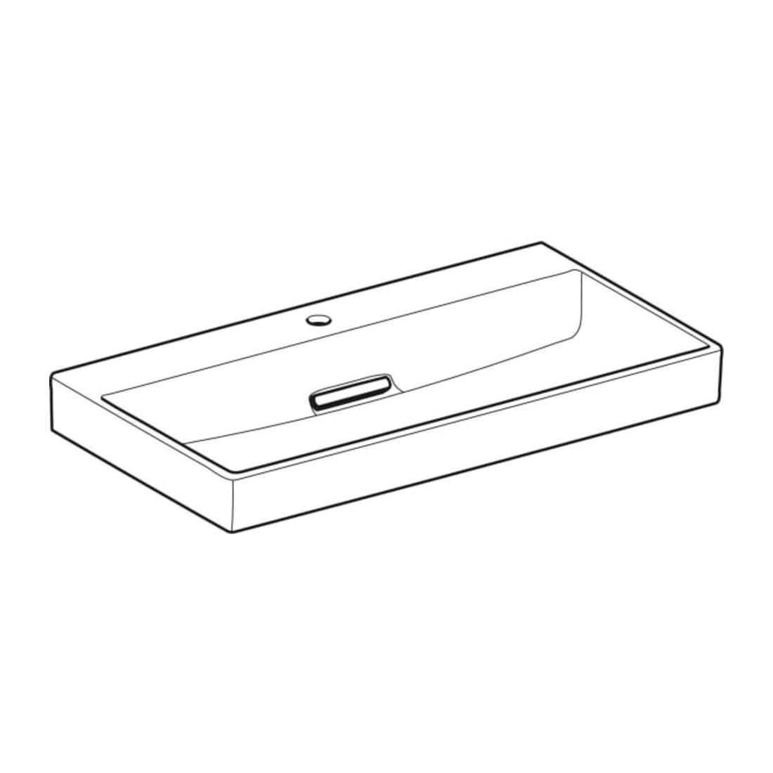 Geberit Lavabo One 90 cm, avec vidage horizontal, sans trop-plein, blanc K-Tect/blanc