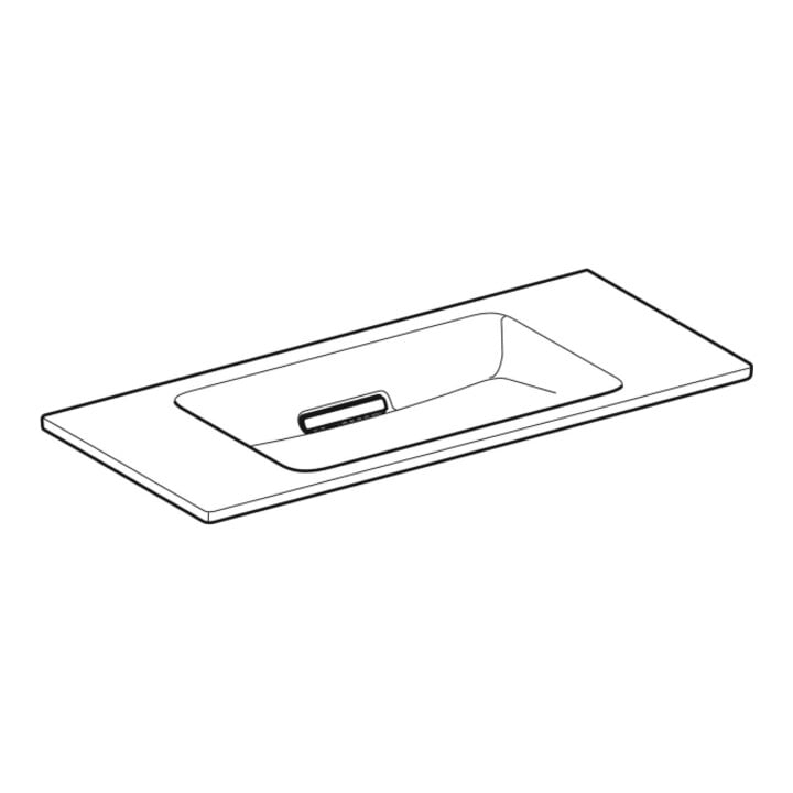 Geberit Lavabo One 90x40 cm, sortie horizontale, montage apparent, blanc K-Tec/acier chromé