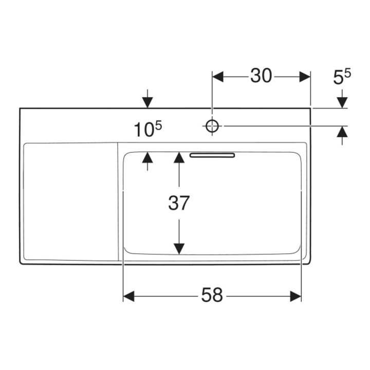 Geberit Lavabo One 90x48,4 cm, sans trop-plein, blanc K-Tec/Bl, robinet à droite