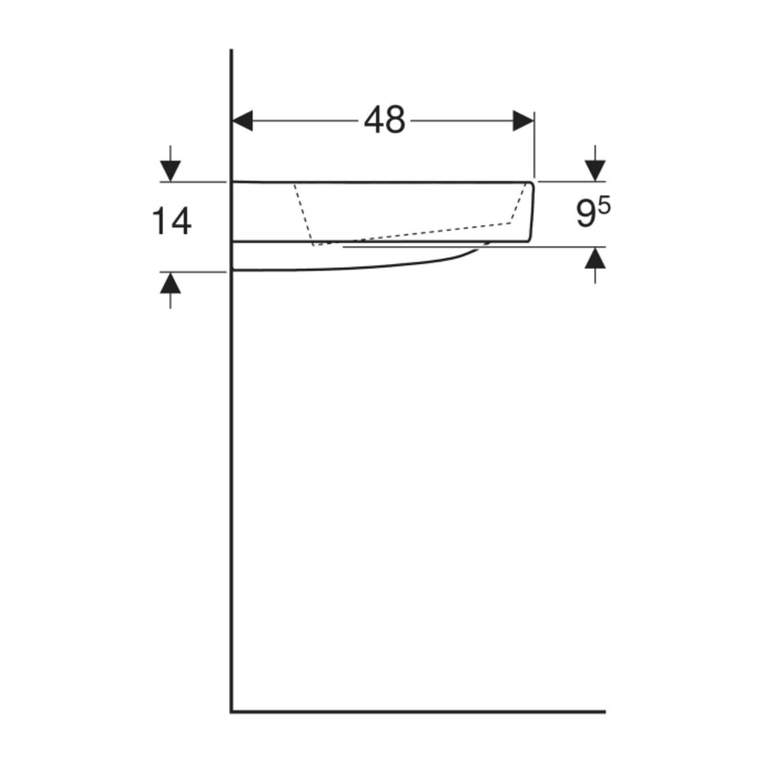 Geberit Lavabo One 90x48,4 cm, sans trop-plein, blanc K-Tec/Bl, sans robinetterie