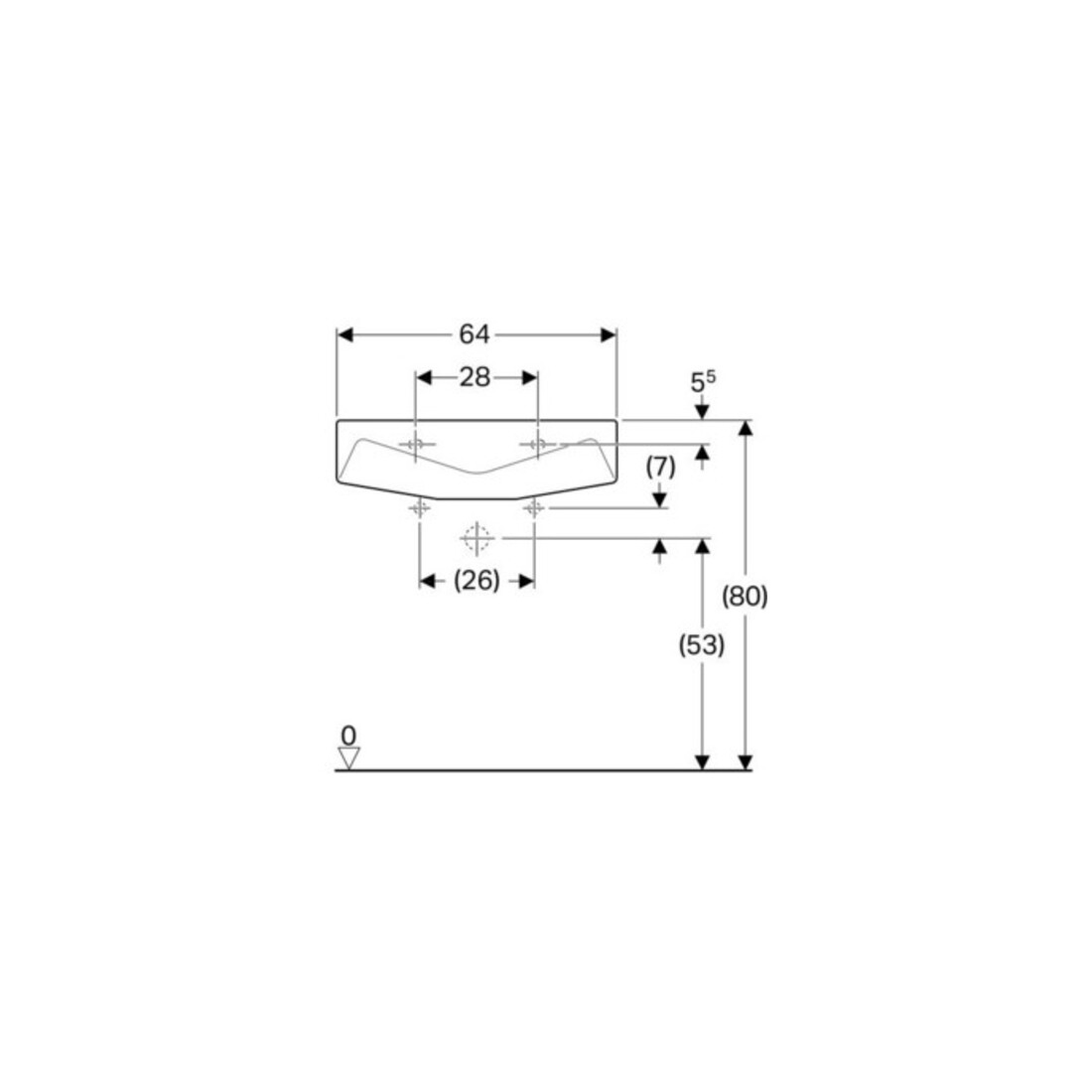 Geberit Lavabo Paracelsus 64x49 cm, sans trop-plein, accessible, blanc