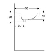 Geberit Lavabo Preciosa 60x55 cm, blanc, sans robinet, sans trop-plein, avec tablette-2