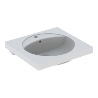 Geberit Lavabo Preciosa 60x55cm, blanc, mitigeur, trop-plein, tablette