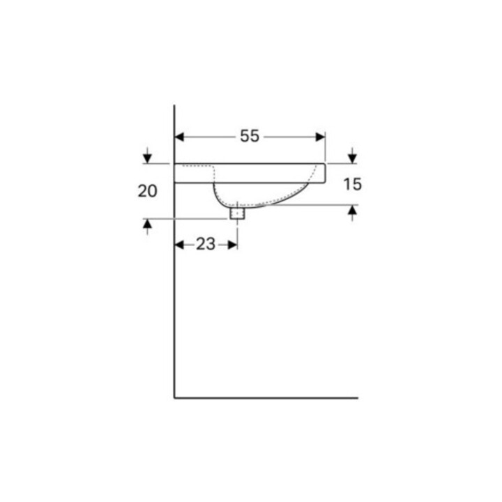 Geberit Lavabo Preciosa 60x55cm, blanc, mitigeur, trop-plein, tablette