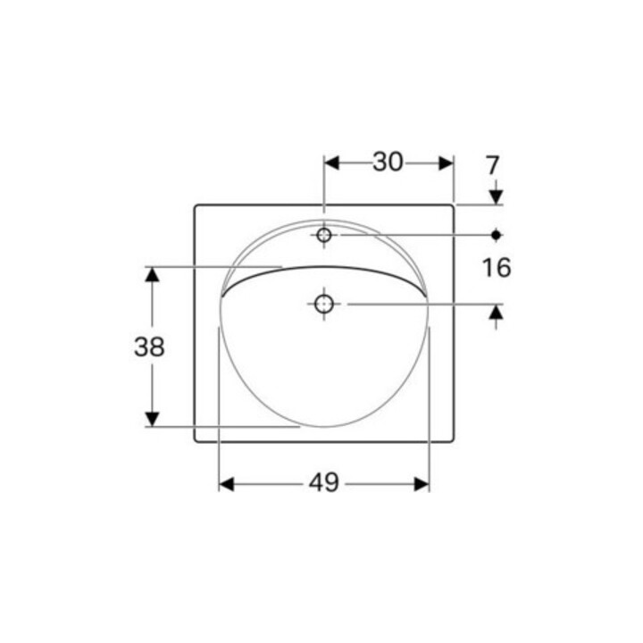 Geberit Lavabo Preciosa 60x55cm, blanc, mitigeur, trop-plein, tablette