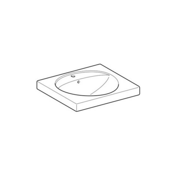 Geberit Lavabo Preciosa 60x55cm, blanc, mitigeur, trop-plein, tablette