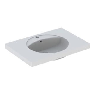 Geberit Lavabo Preciosa 80x55 cm, blanc, mitigeur, trop-plein, tablette
