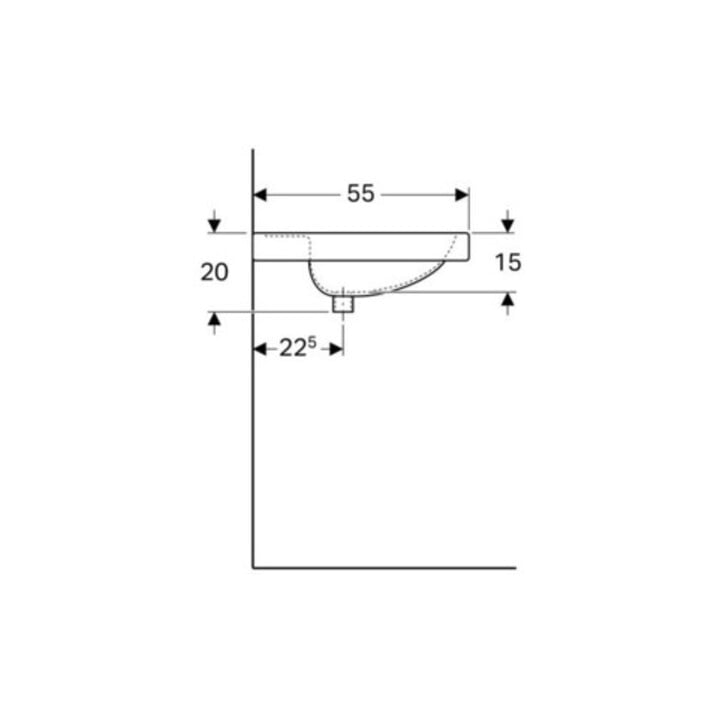 Geberit Lavabo Preciosa 80x55 cm, blanc, mitigeur, trop-plein, tablette
