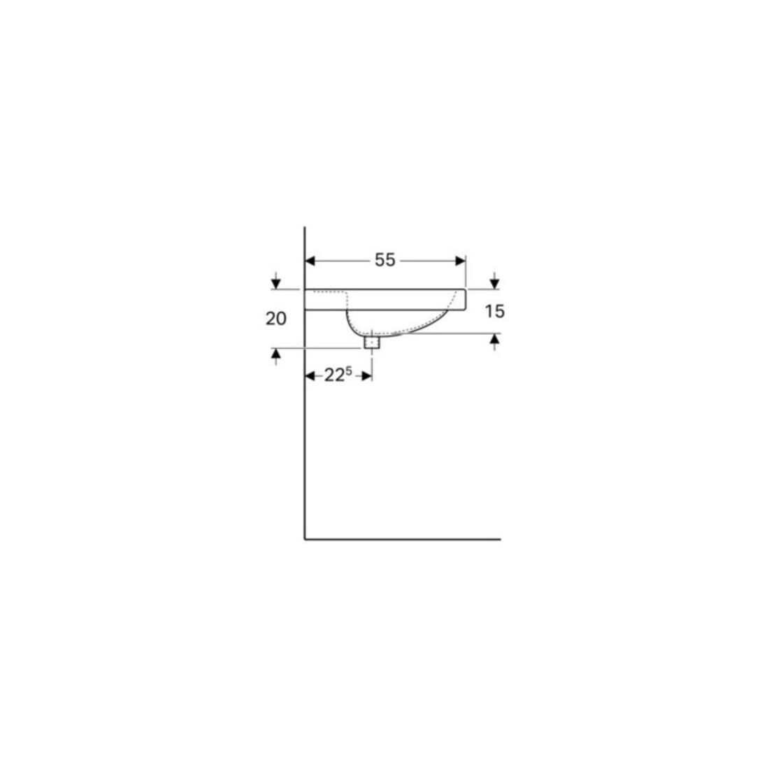 Geberit Lavabo Preciosa 80x55 cm, blanc, mitigeur, trop-plein, tablette