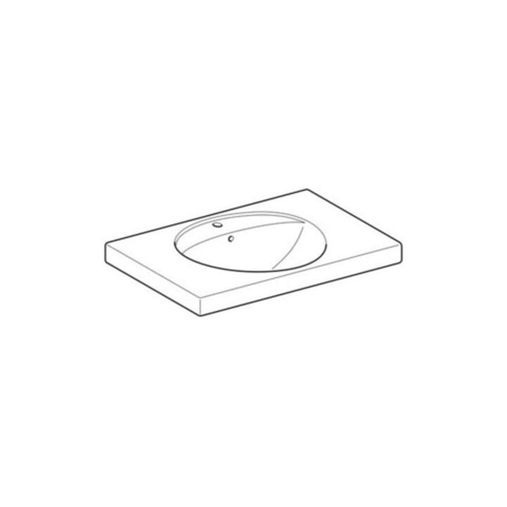 Geberit Lavabo Preciosa 80x55 cm, blanc, mitigeur, trop-plein, tablette