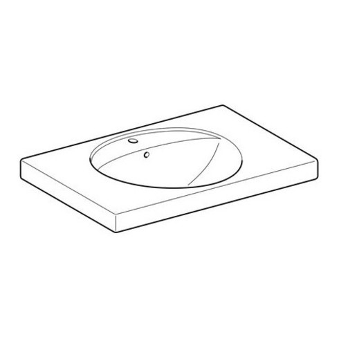 Geberit Lavabo Preciosa 80x55 cm, blanc, mitigeur, trop-plein, tablette