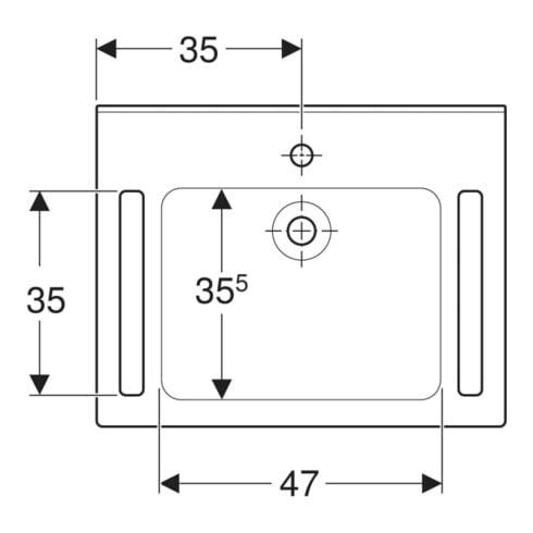 Geberit Lavabo Publica 70x55 cm, sans trop-plein, sans robinetterie, avec trop-plein, blanc