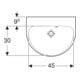 Geberit Lavabo Renova 50x40 cm, avec trop-plein, sans robinet, asymétrique-5