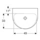 Geberit Lavabo Renova 55x45 cm, blanc, sans trou de robinet, sans trop-plein