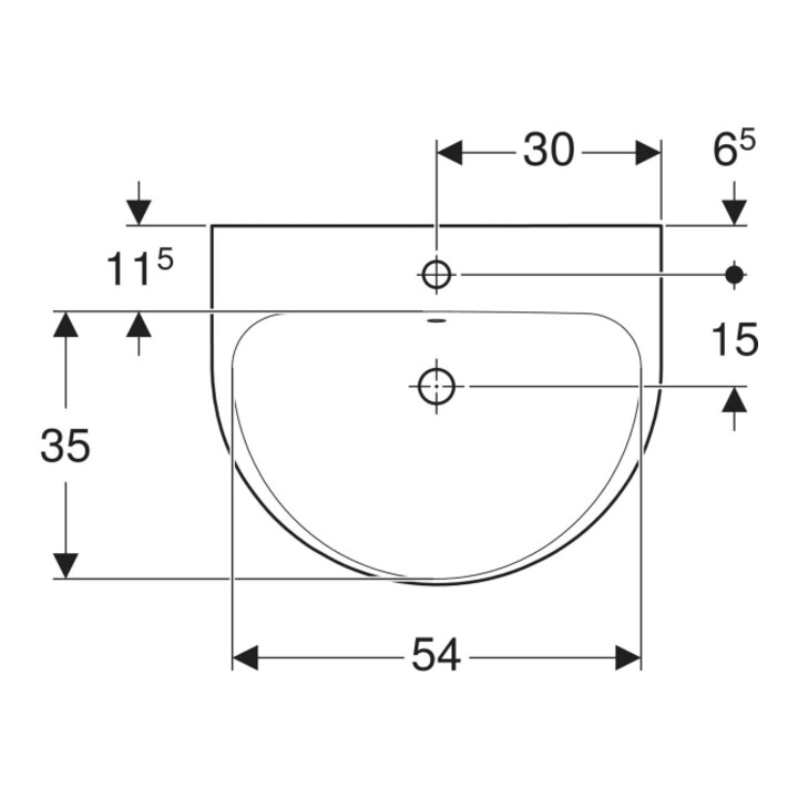 Geberit Lavabo Renova 60x48 cm, blanc, avec trou de robinet, avec trop-plein