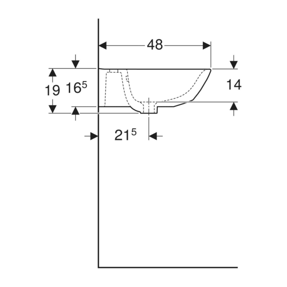 Geberit Lavabo Renova 60x48 cm, blanc, avec trou de robinet, avec trop-plein