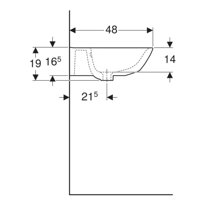 Geberit Lavabo Renova 60x48 cm, blanc/KeraTe, sans robinet, avec trop-plein
