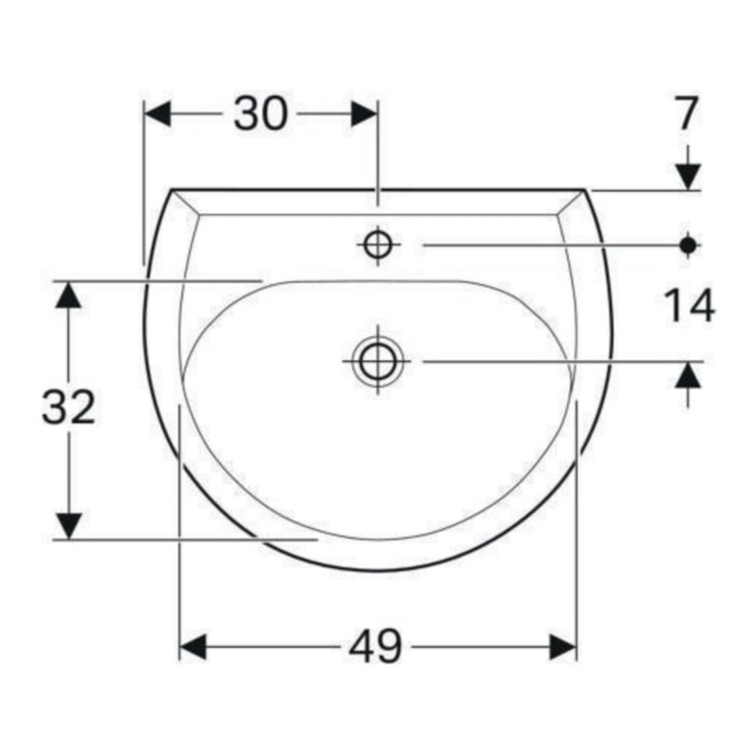 Geberit Lavabo Renova 60x49 cm, beige, avec trou robinet, trop-plein