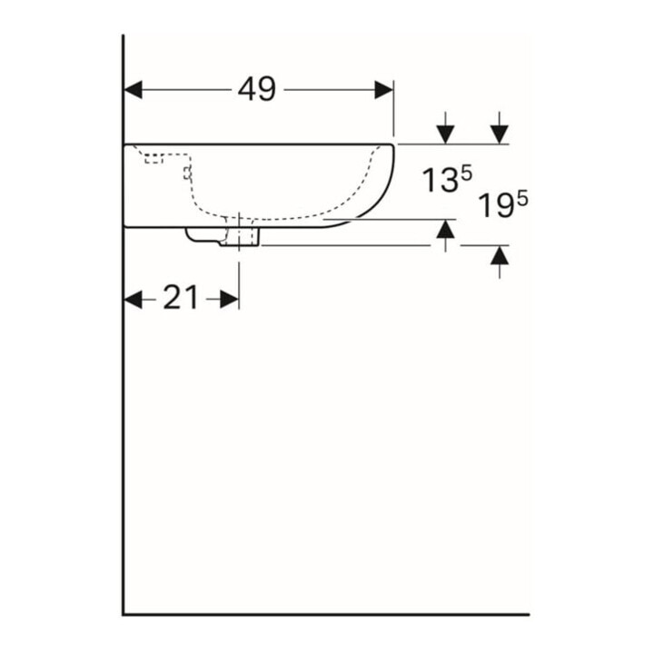 Geberit Lavabo Renova 60x49 cm, beige, avec trou robinet, trop-plein