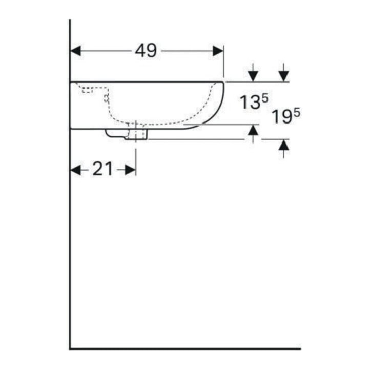 Geberit Lavabo Renova 60x49 cm, beige, avec trou robinet, trop-plein
