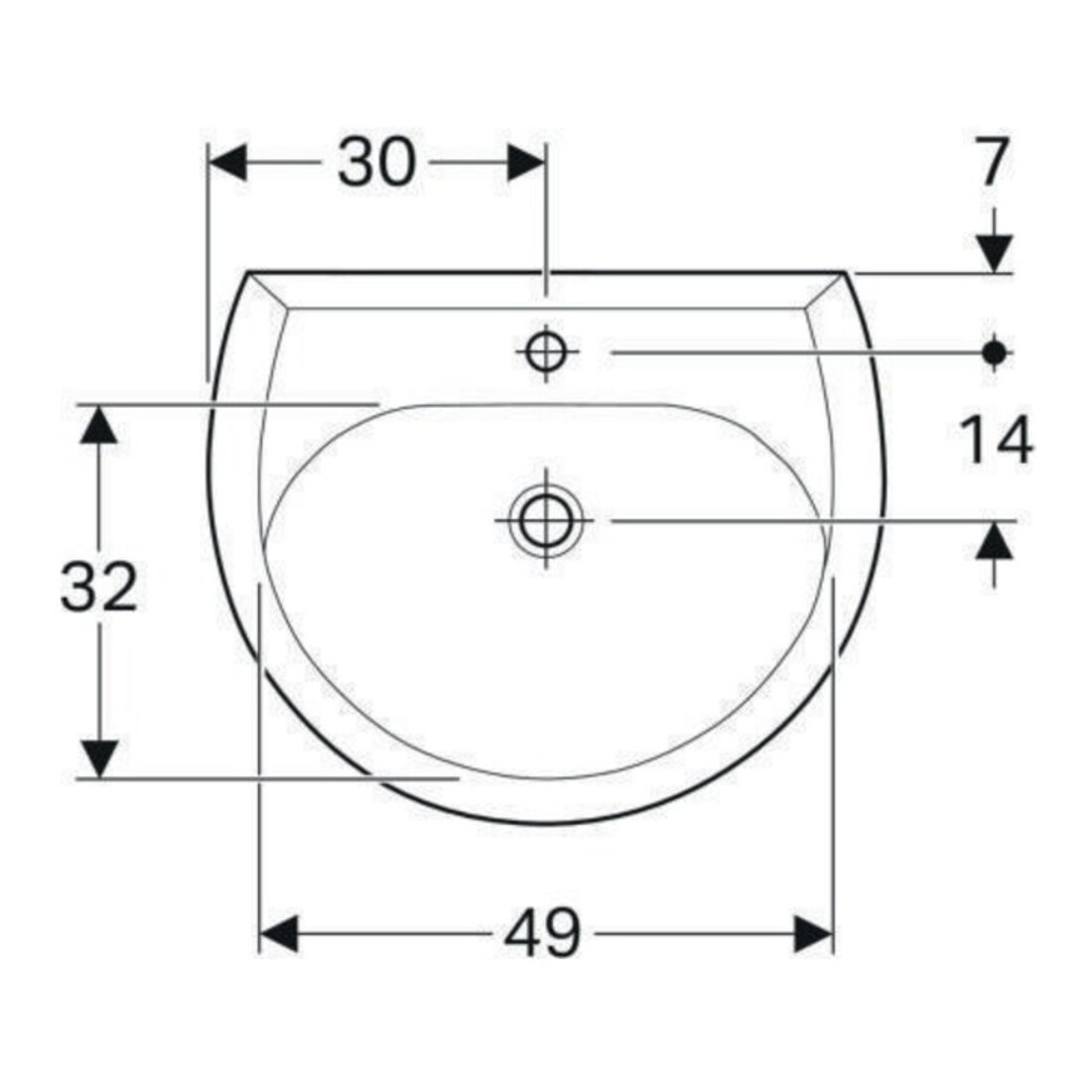 Geberit Lavabo Renova 60x49 cm, Manhattan, avec robinetterie et trop-plein
