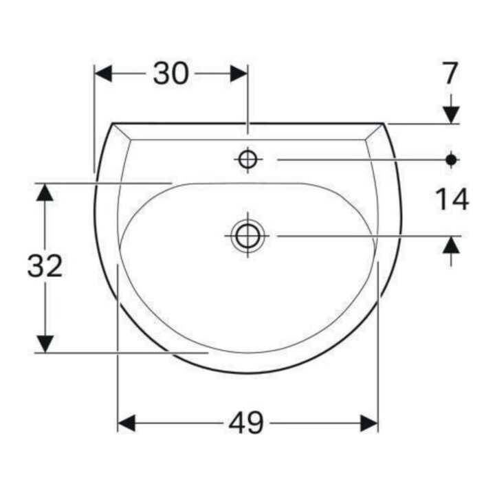 Geberit Lavabo Renova 60x49 cm, Manhattan, avec robinetterie et trop-plein