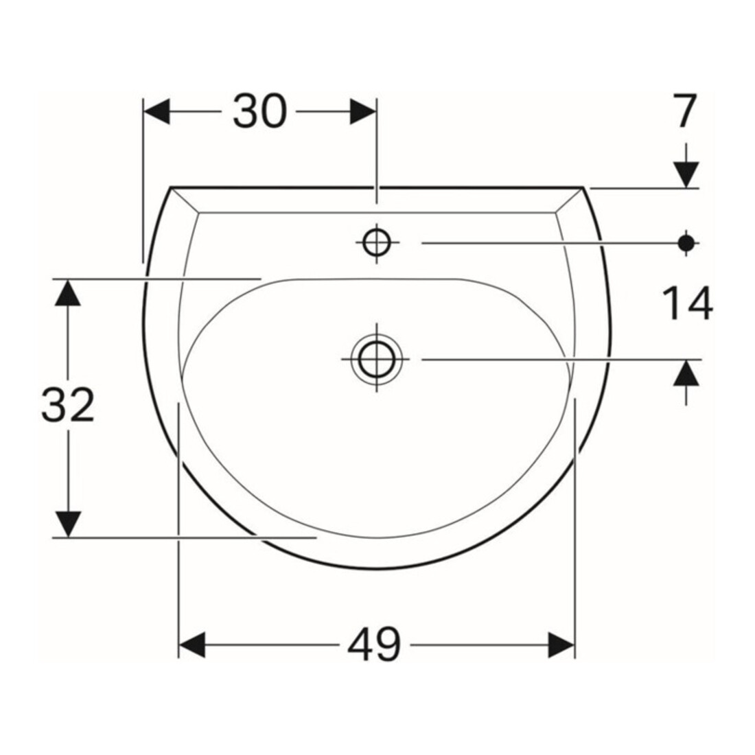 Geberit Lavabo Renova 60x49 cm, Manhattan, avec robinetterie et trop-plein