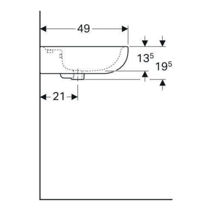 Geberit Lavabo Renova 60x49 cm, Manhattan, avec robinetterie et trop-plein
