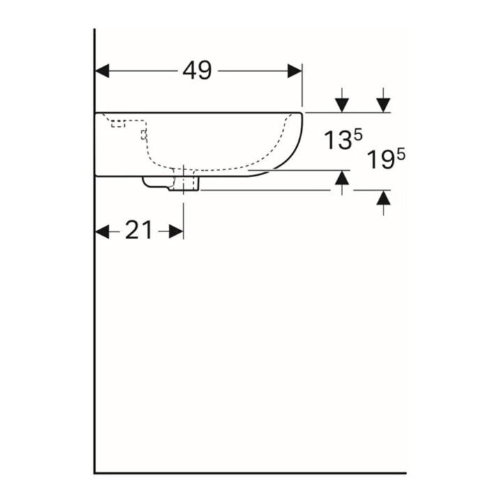 Geberit Lavabo Renova 60x49 cm, Manhattan, avec robinetterie et trop-plein