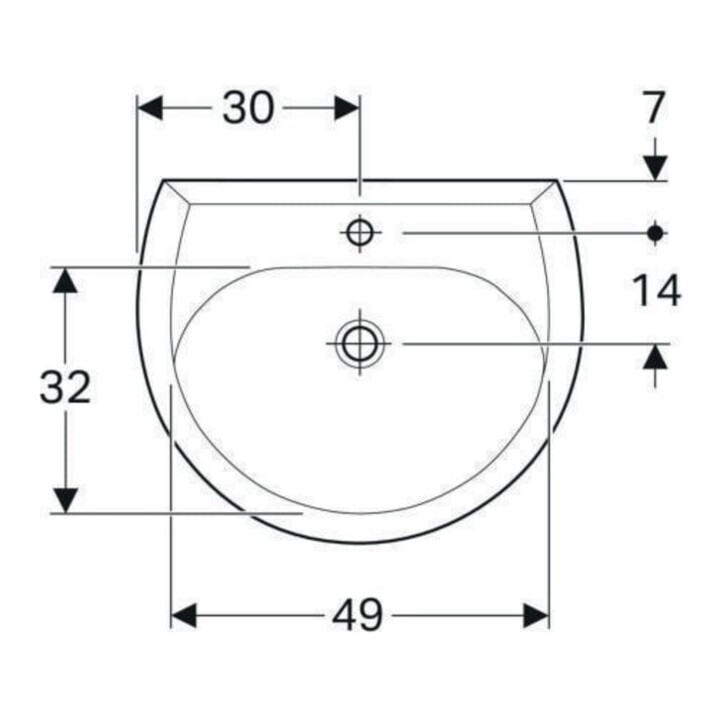Geberit Lavabo Renova 60x49 cm, perg., avec trou robinet et trop-plein