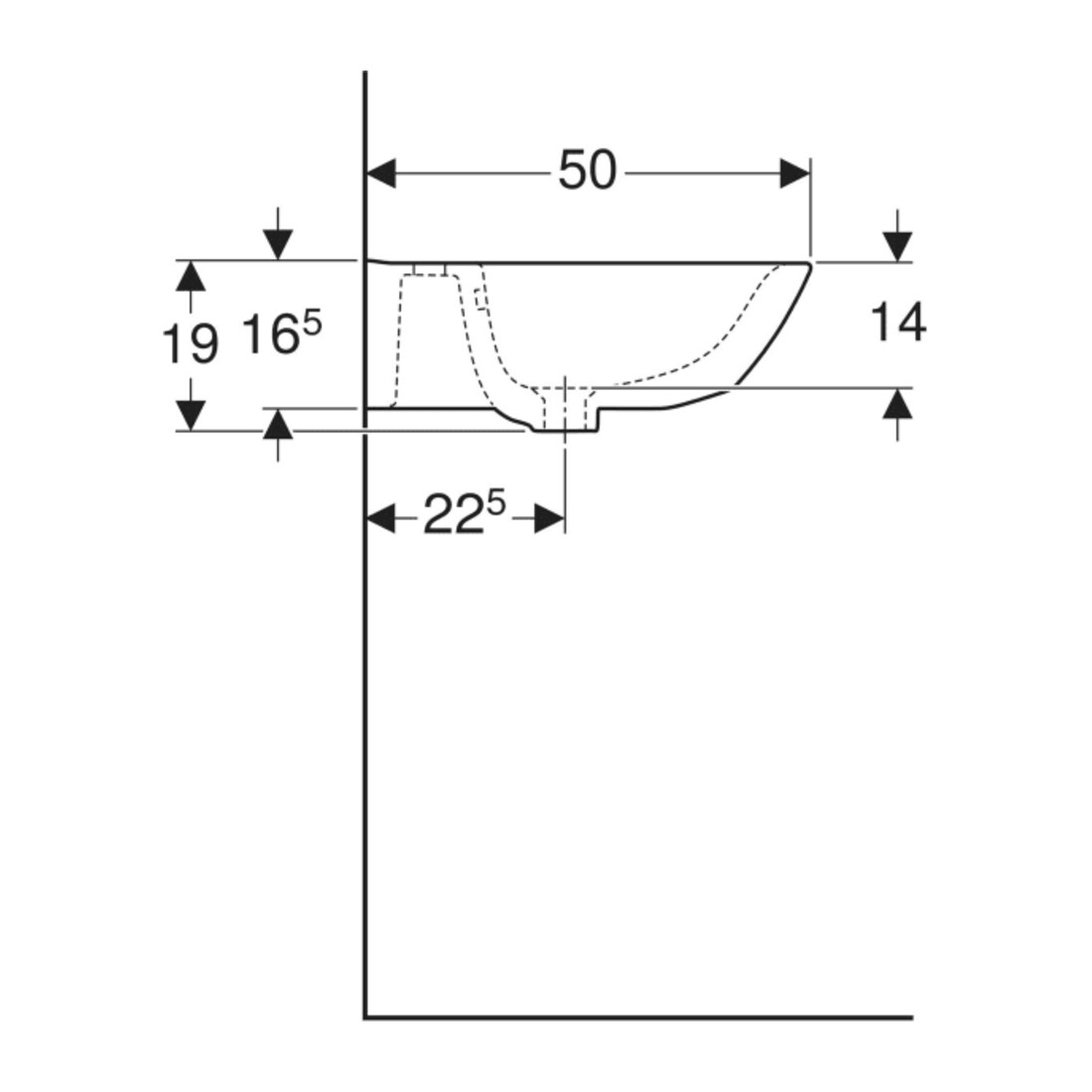 Geberit Lavabo Renova 65x50 cm, blanc/KeraTe, avec robinet, avec trop-plein