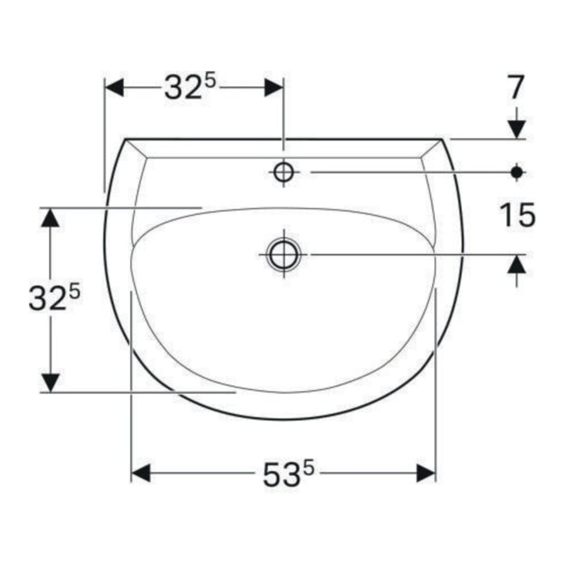 Geberit Lavabo Renova 65x51 cm, Manhattan, avec robinetterie et trop-plein