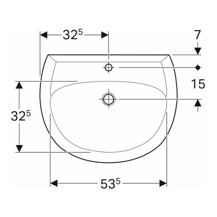 Geberit Lavabo Renova 65x51 cm, Manhattan, avec robinetterie et trop-plein