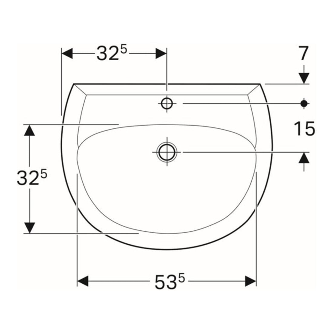 Geberit Lavabo Renova 65x51 cm, Manhattan, avec robinetterie et trop-plein
