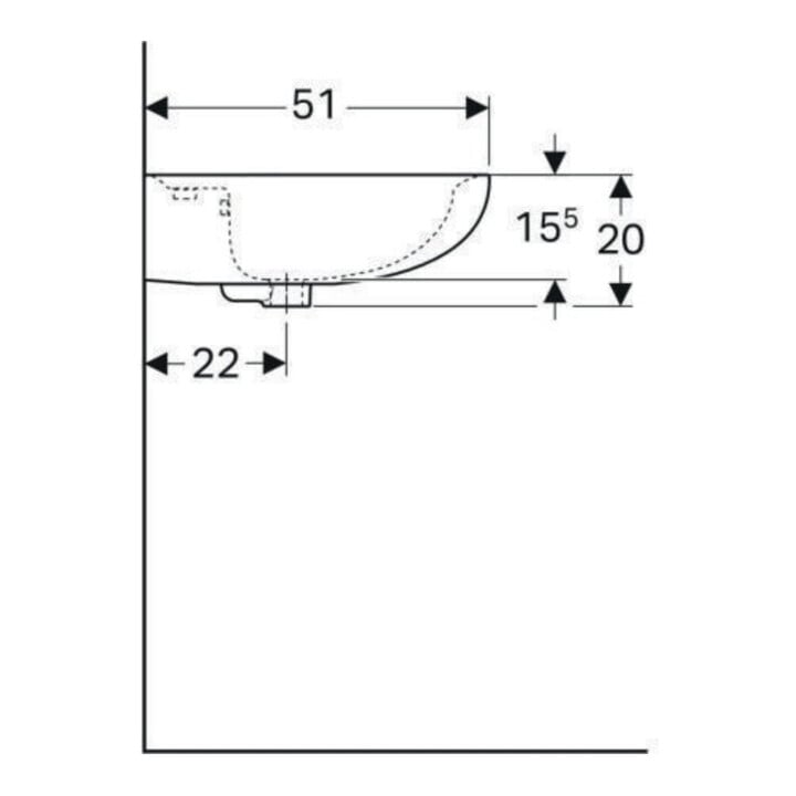 Geberit Lavabo Renova 65x51 cm, Manhattan, avec robinetterie et trop-plein
