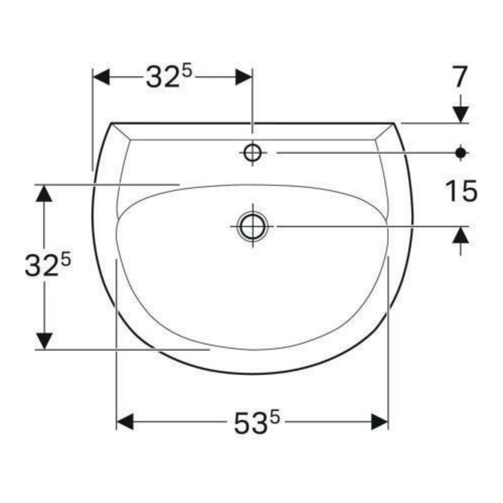 Geberit Lavabo Renova 65x51 cm, perg., avec trou robinet et trop-plein