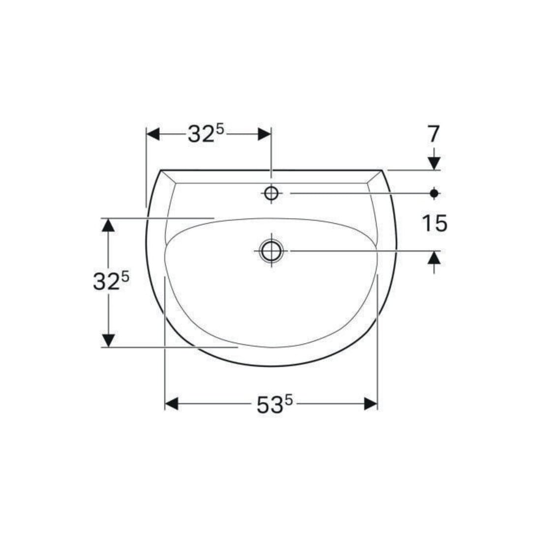 Geberit Lavabo Renova 65x51 cm, perg., avec trou robinet et trop-plein