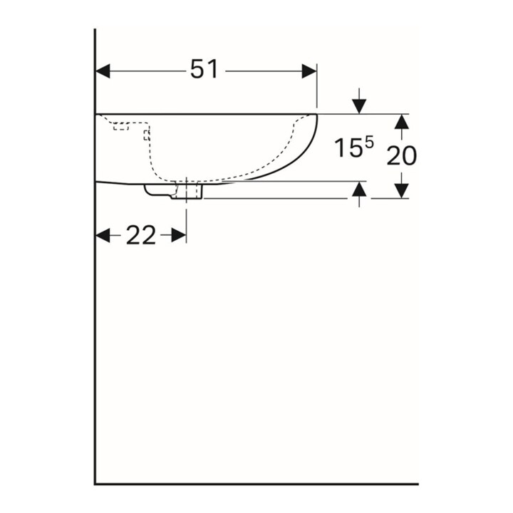 Geberit Lavabo Renova 65x51 cm, perg., avec trou robinet et trop-plein