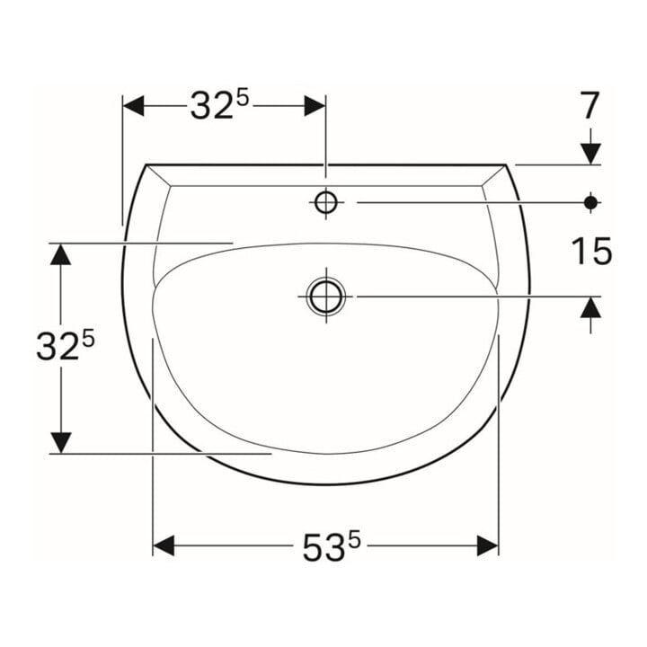 Geberit Lavabo Renova 65x51 cm, perg., avec trou robinet et trop-plein