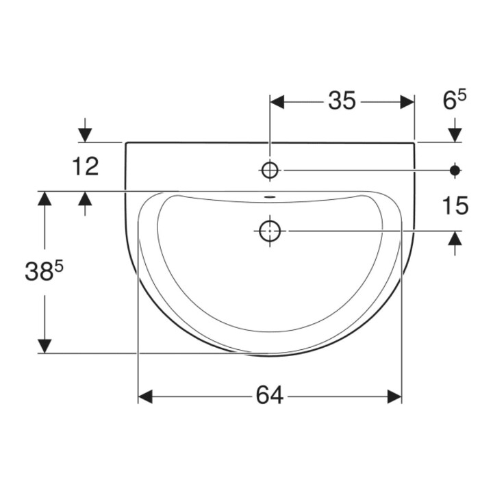 Geberit Lavabo Renova 70x52cm, blanc/KeraTe, avec robinet, avec trop-plein