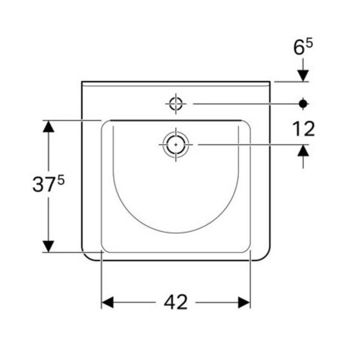 Geberit Lavabo Renova Comfort 55x52,5 cm, BF, avec robinet, avec trop-plein, blanc