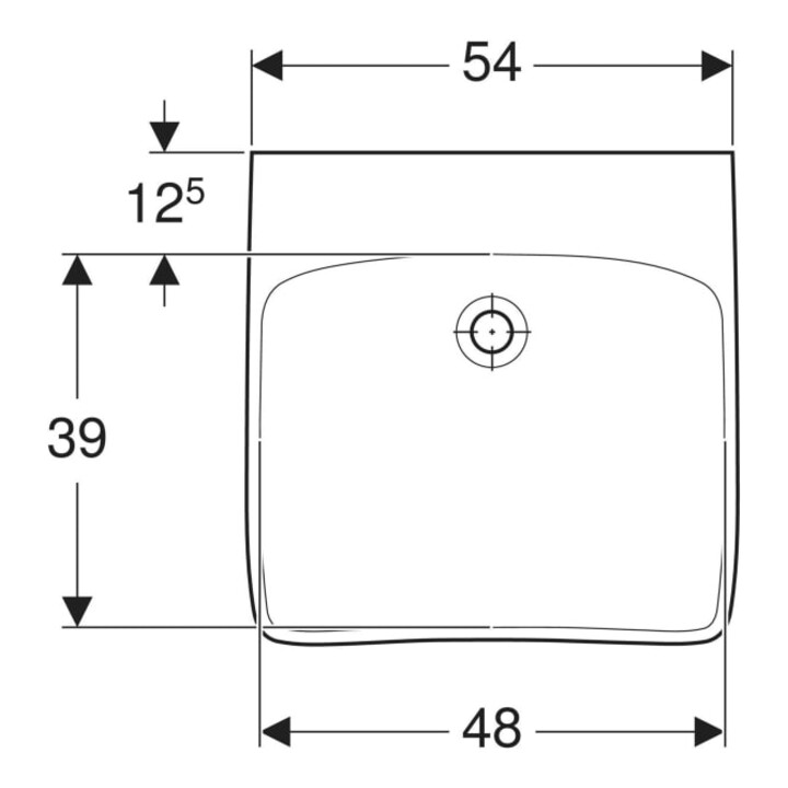 Geberit Lavabo Renova Comfort 55x55 cm, sans trop-plein, sans robinetterie, accessible PMR, blanc