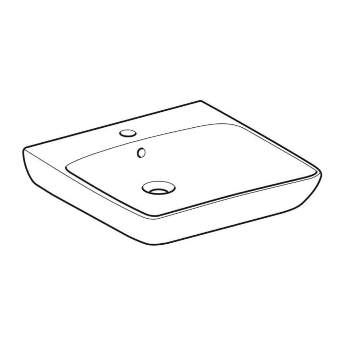 Geberit Lavabo Renova Comfort 60x55 cm, BF, avec HL et ÜL, blanc K-Tect